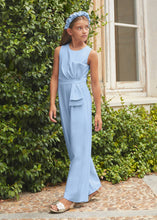 Load image into Gallery viewer, Girls: Sky Blue Bow Jumpsuit
