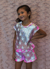 Load image into Gallery viewer, Girls: Sequin Stars 2pc Short Set
