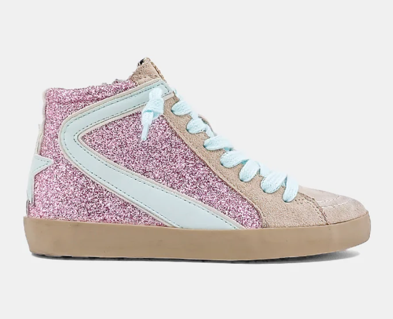 Girls: Pink Glitter Retro Star Rooney Sneakers