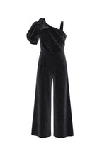 Load image into Gallery viewer, Girls: Macy Velvet Bow Jumpsuit
