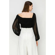 Load image into Gallery viewer, Dramatic Lace Inset Chiffon Top
