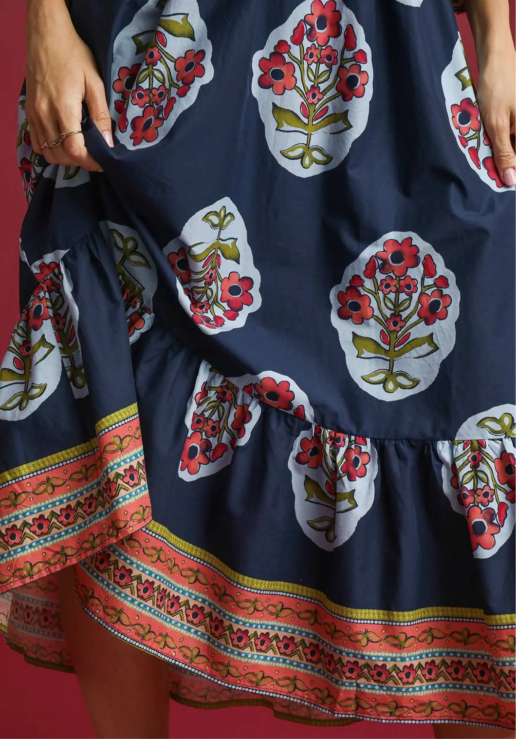 Preorder: Boho Fall Flower Patch Midi Maxi Dress