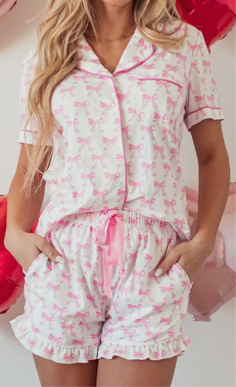 Pink Ribbons and Bow Pajamas - Mommy and Me