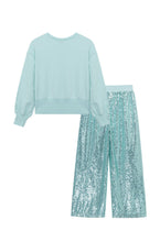 Load image into Gallery viewer, Girls: Mint Sequin 2pc Pants Set
