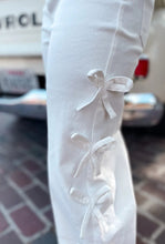 Load image into Gallery viewer, White Straight Leg Denim Bow Jeans
