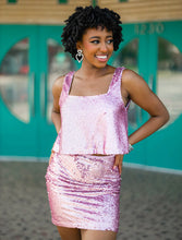 Load image into Gallery viewer, Buddy Love: Pink Sugar Sequin Skirt Set
