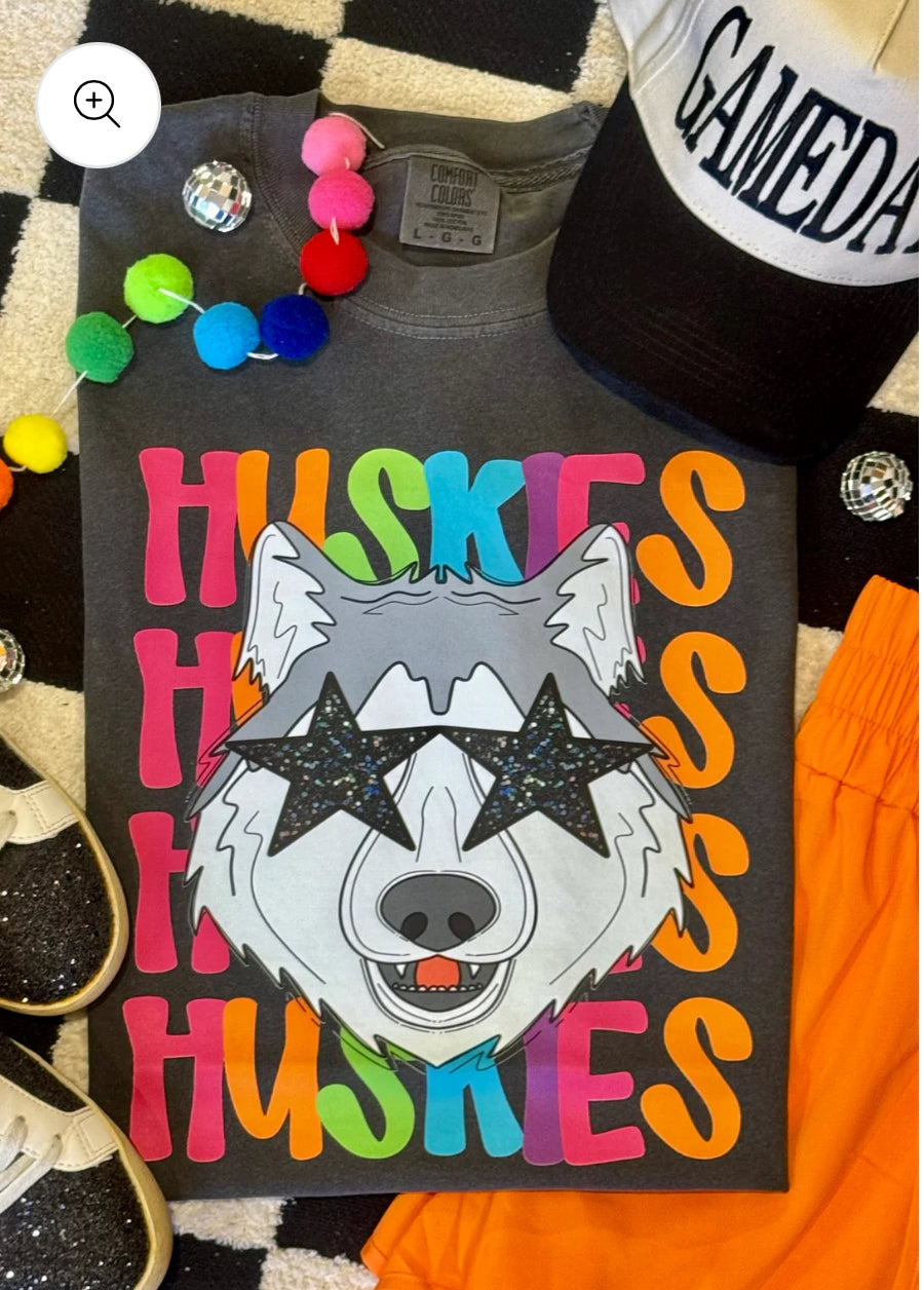 HUSKIES Bright Neon Mascot Spirit Tshirt Preorder