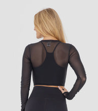 Load image into Gallery viewer, Lulu Black Sheer Sport Top
