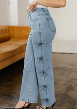 Load image into Gallery viewer, Straight Leg Denim Bow Jeans
