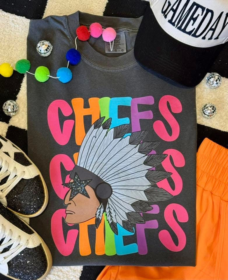 CHIEFS Bright Neon Mascot Spirit Tshirt Preorder