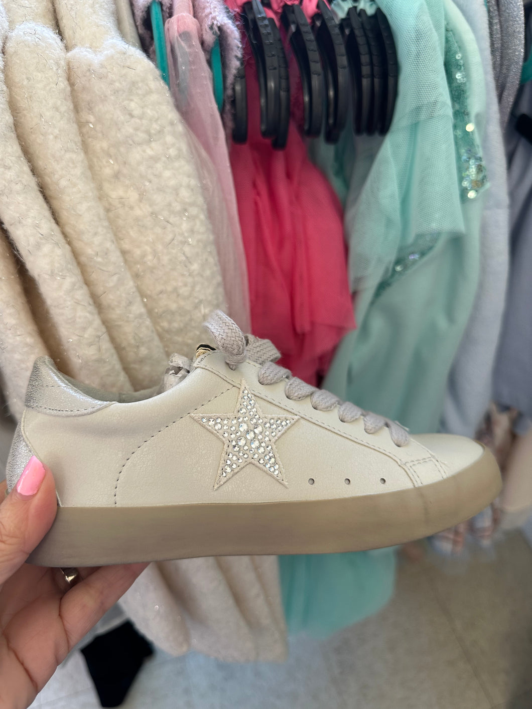 Toddler Girls: Retro Rhinestone Star Sneakers