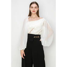 Load image into Gallery viewer, Dramatic Lace Inset Chiffon Top
